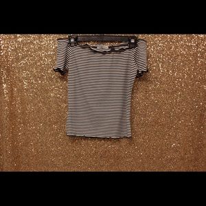 Striped Off The Shoulder Crop Top
